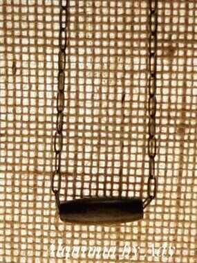 Rustic brass and wood bar pendant on chain necklace